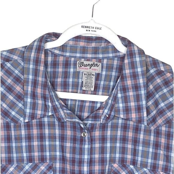 Wrangler Men’s Sz 3XL Gingham Plaid Pearl Snap Cowboy Western Pocket Shirt - Picture 2 of 5